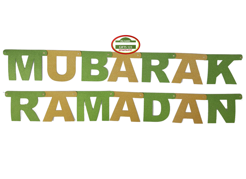 RAMADAN MUBARAK Banners(2 Pack) Islamic Gift-Ramadan Decor-Eid Decor-Muslim Gift