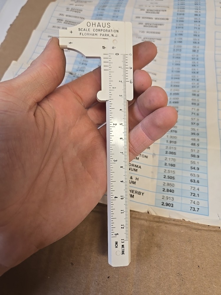 Ohaus Scale Corp 5" Caliper 13mm Precision Measure Reloading Tool W/Instructions