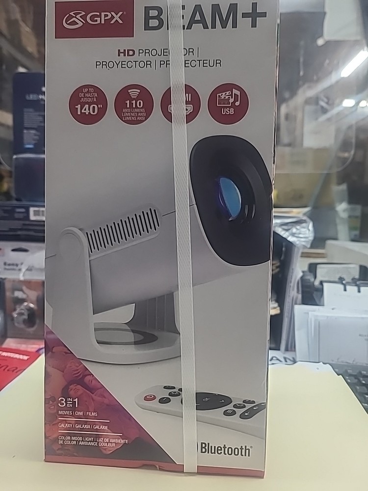 GPX BEAM+ HD Projector 1280 X 720 Resolution 110 ANSI Lumens Bluetooth