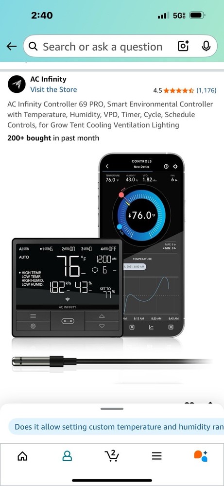 AC Infinity Controller 69 PRO Smart Environmental Controller 8 Ports (Untested)
