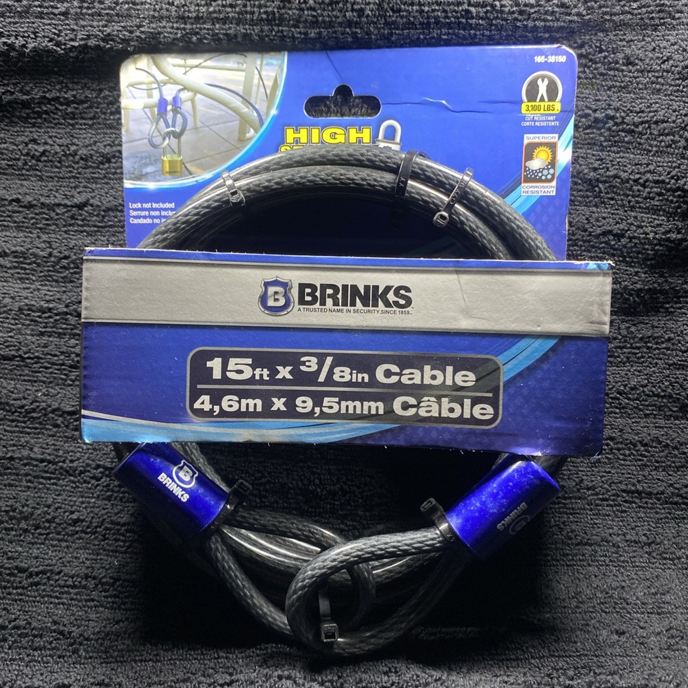 Brinks, Flexweave, Flexible Steel, 3/8in x 15ft Open Loop Cable Lock