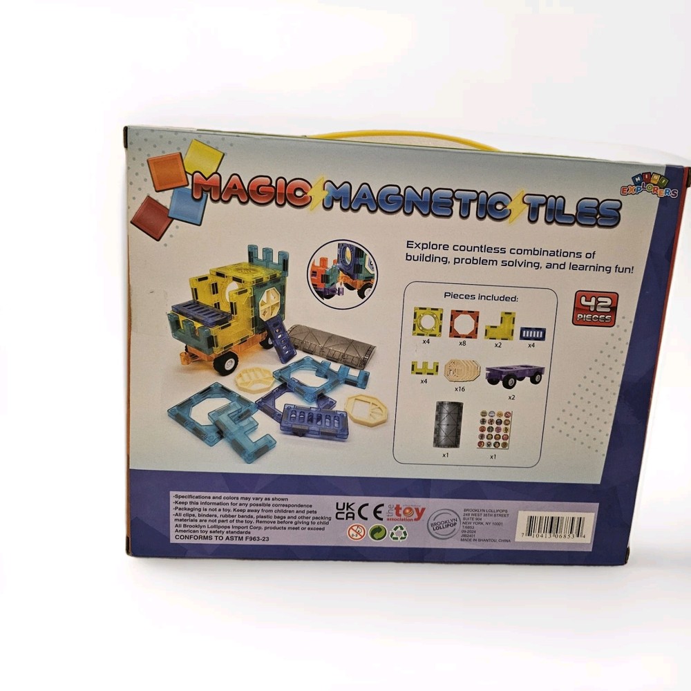 Magic Magnetic Tiles, 42 Pieces. STEM Toys. Explore, Build, Problem Solve.