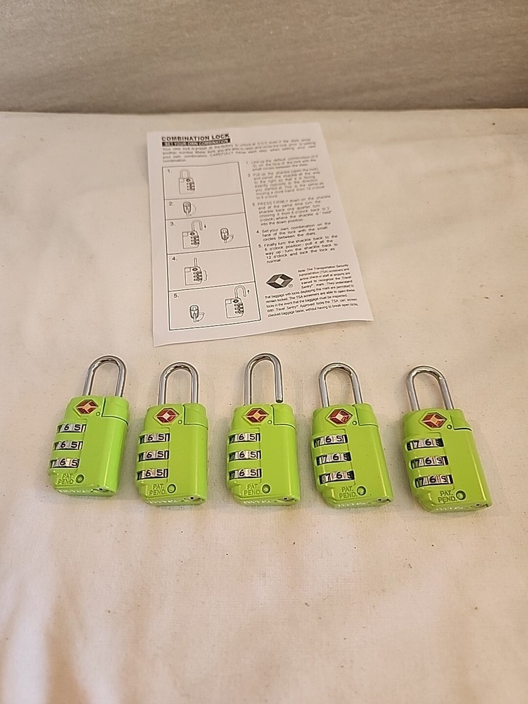 5 Green Combination Luggage Locks TSA  Suitcase Padlock 3 Digit Luggage Code