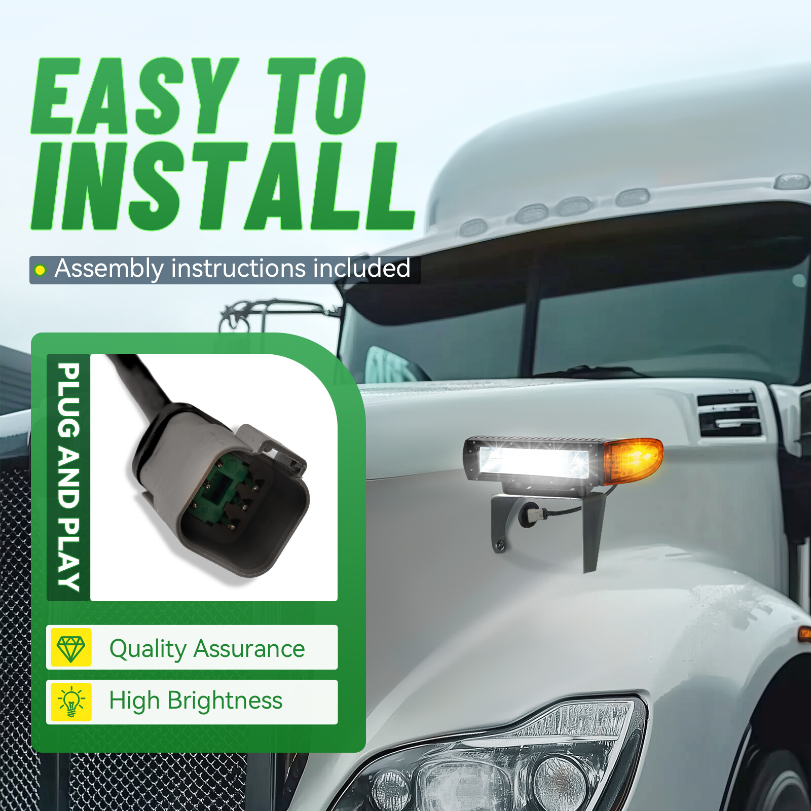 2PCS Universal Headlight Heated LED Plow Lights Replaces #1312100