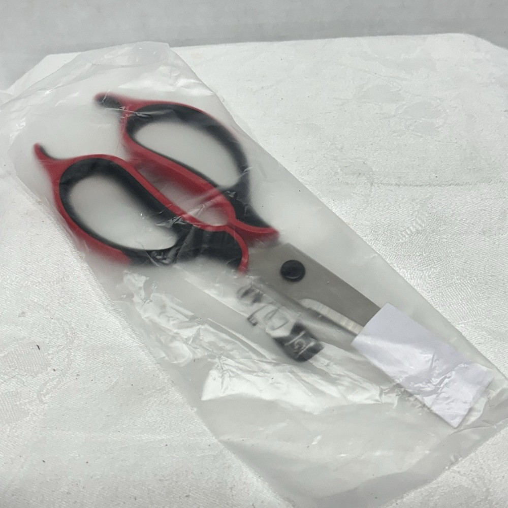 Tupperware E Series Ergonomic Grab & Cut Scissors Popsicle Red & Black NEW