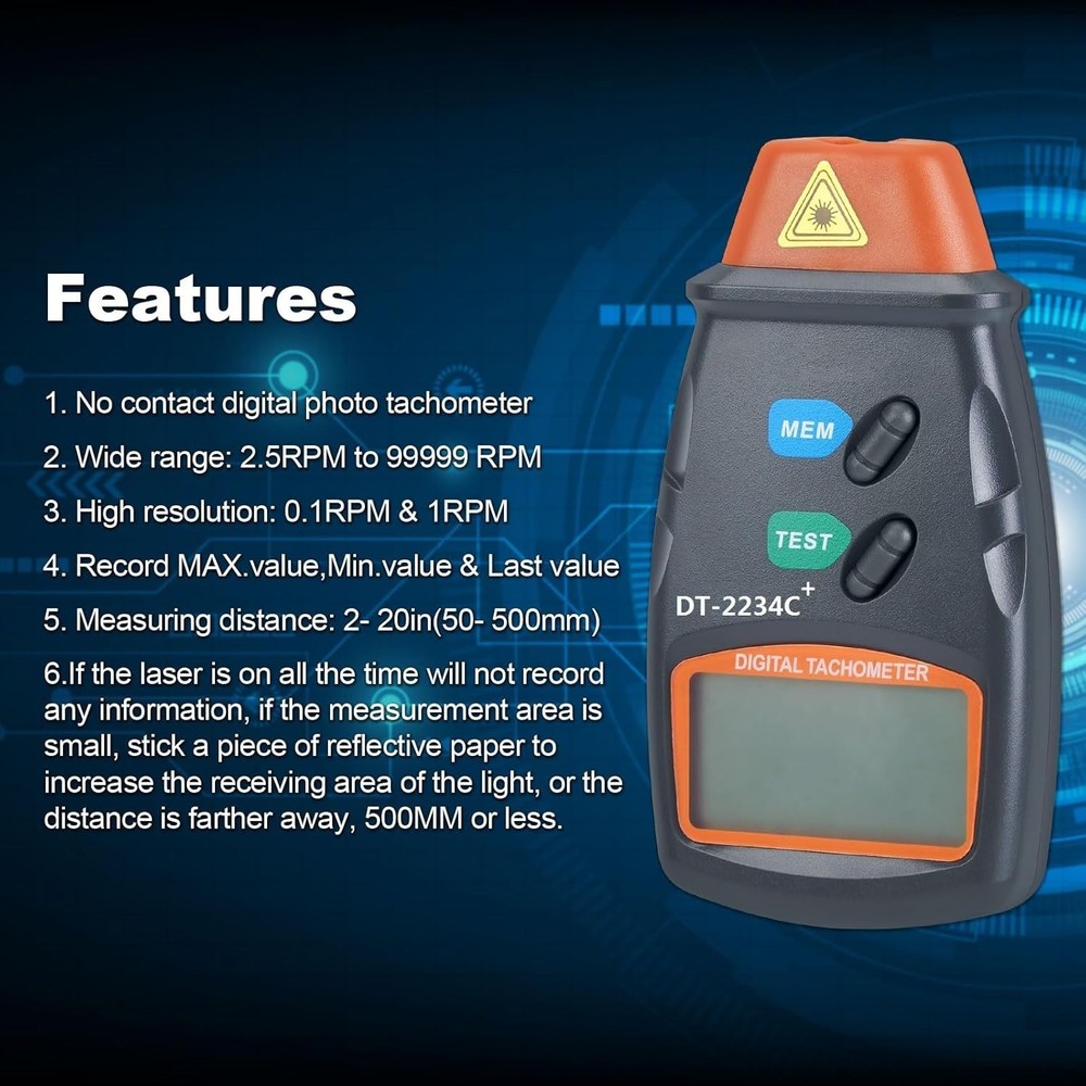 Microcomputer Technology Tachometer - Laser RPM Reader