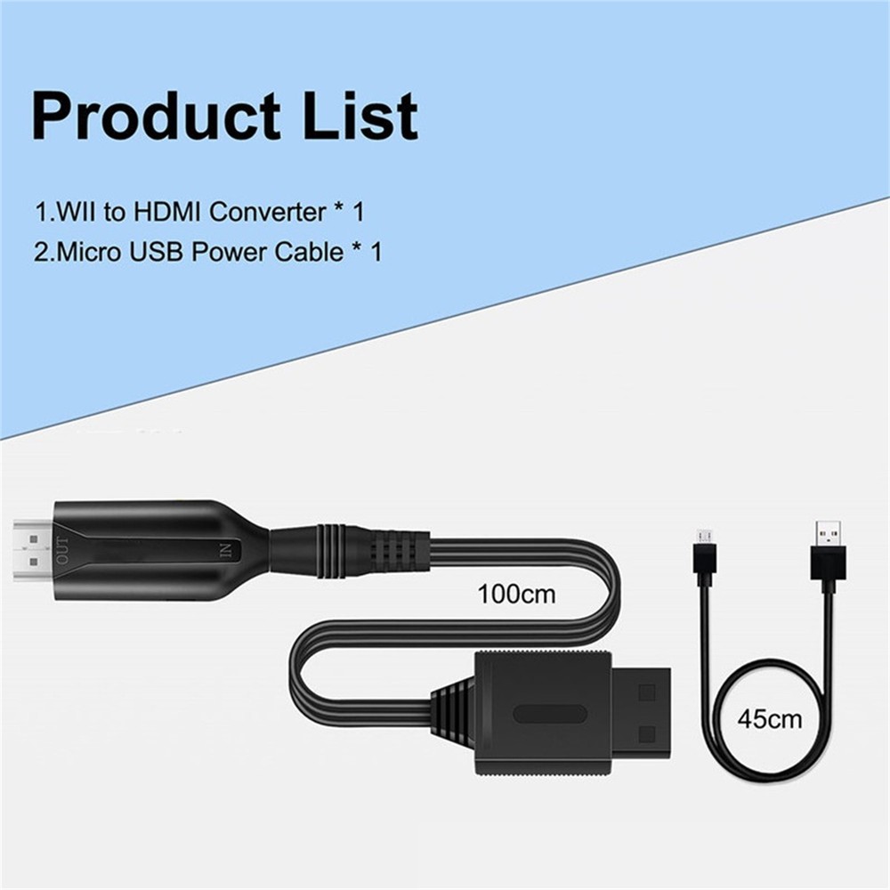 NEW USB Cable Wire Durable Replacement For WII to HDMI Converter Adapter