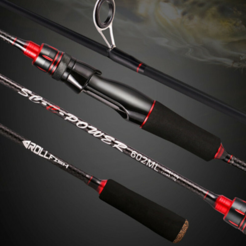 Rollfish Medium light Mod Fast Spinning Rod 6' 2pc. Black/Red