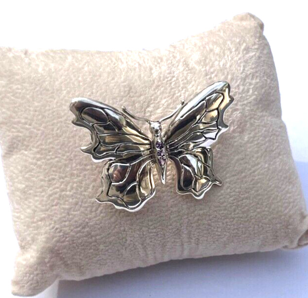 Sterling Silver & Amethyst Butterfly Pin / Brooch