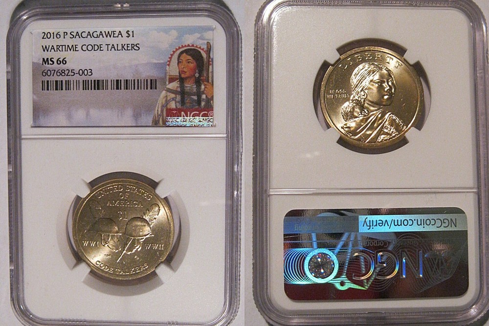 2016 P Native Sacagawea Dollar $1 NGC MS 66 Wartime Code Talkers