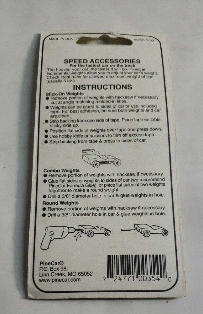 PineCar Speed Accessories ~2 oz Combo Weights P354