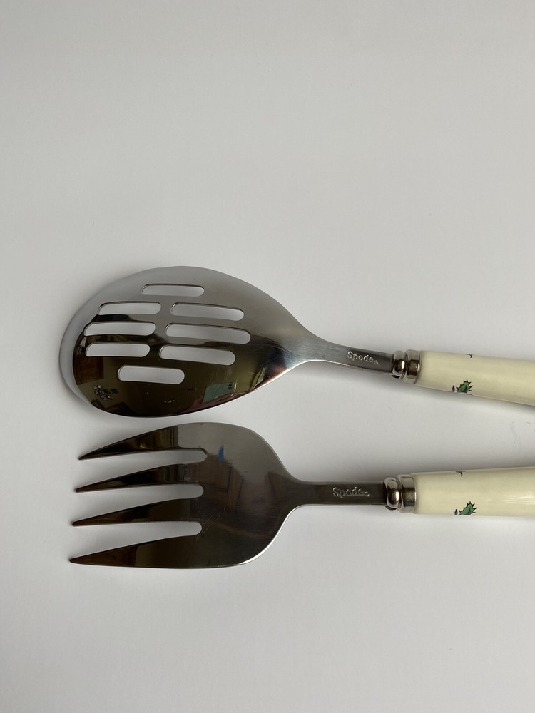 Vintage SPODE Christmas Two Cutlery Serving Set Spoon & Fork