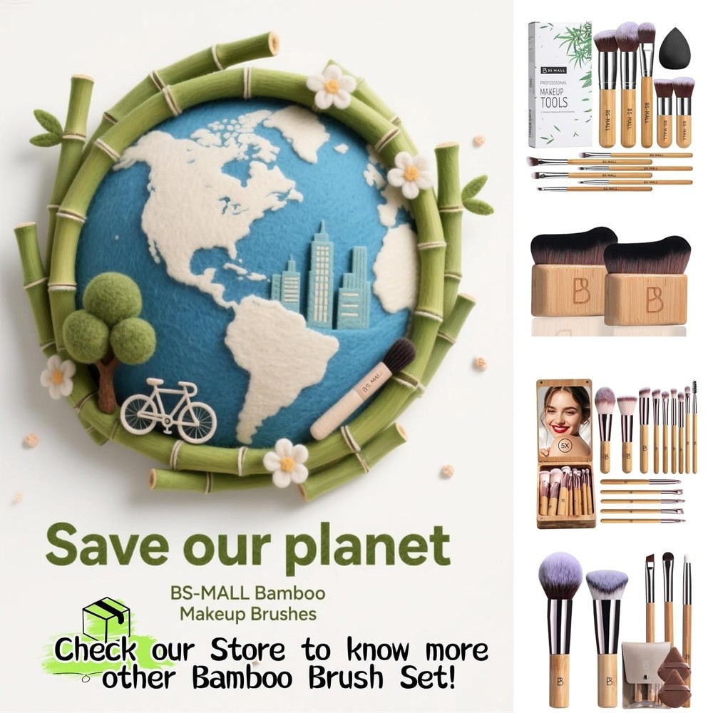 Makeup Kit, BS-MALL, Bamboo 11pcs w/ Sponge