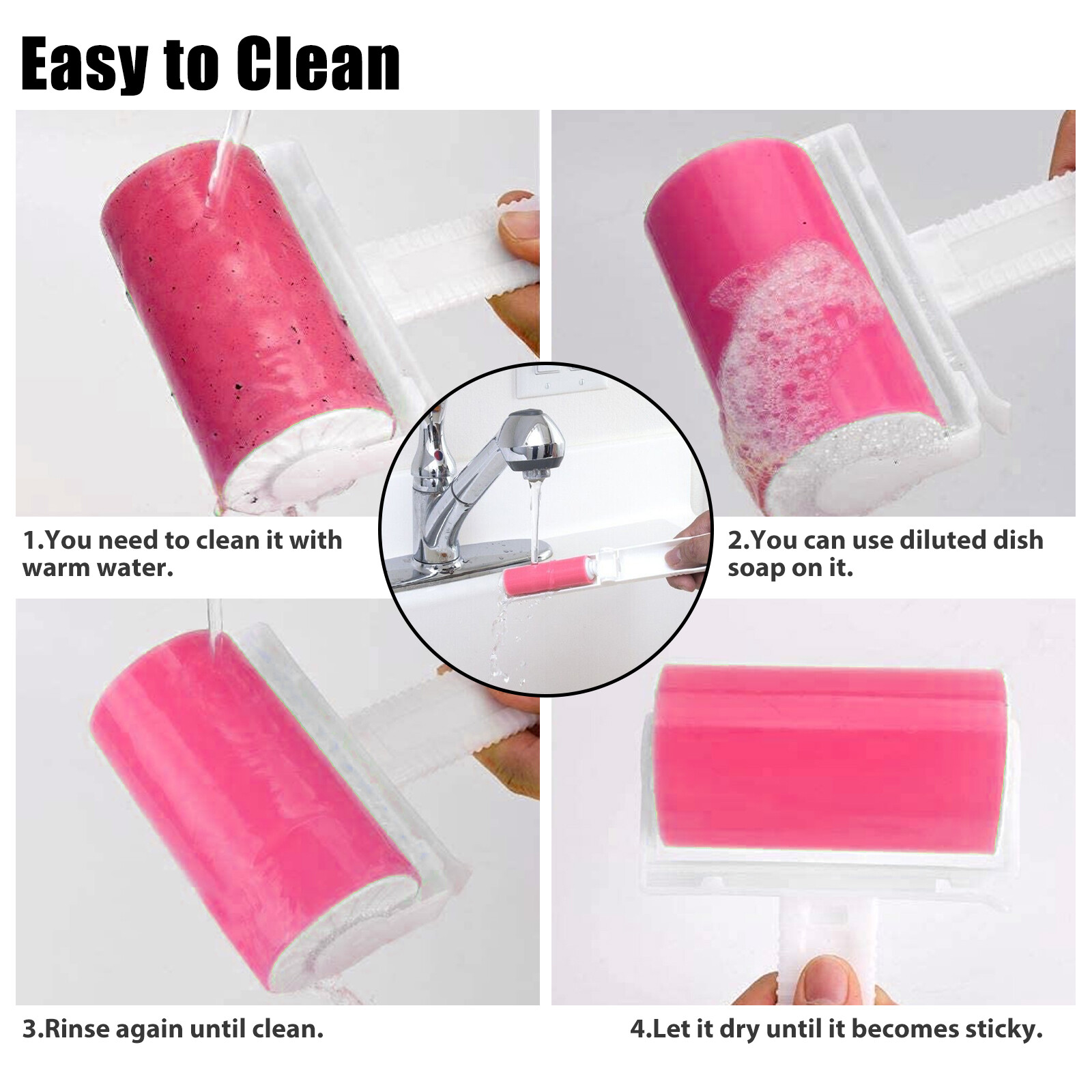 2Pcs Sticky Lint Roller Washable Reusable Hair Remover Portable For Pets Clothes