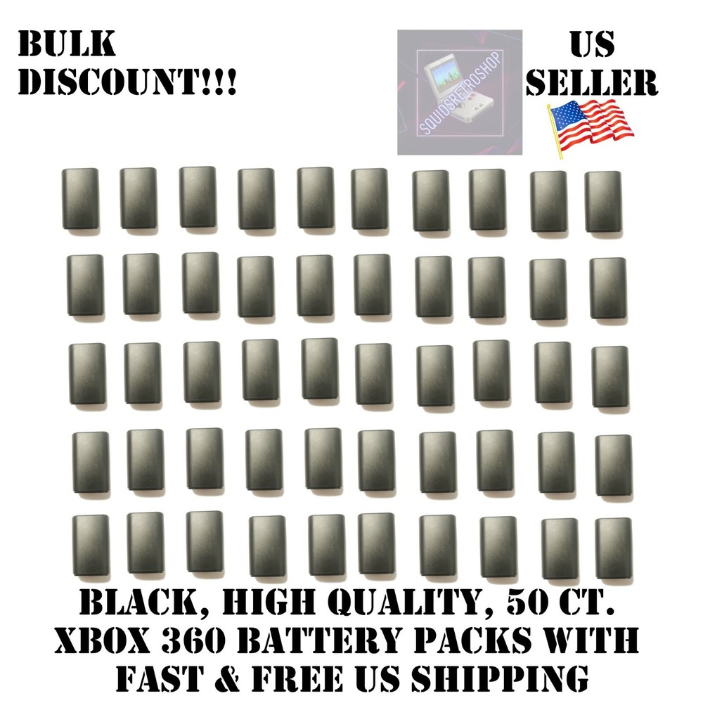 50x Black Battery Replacement for Xbox 360 Controller Case, Shell, Pack Cover US