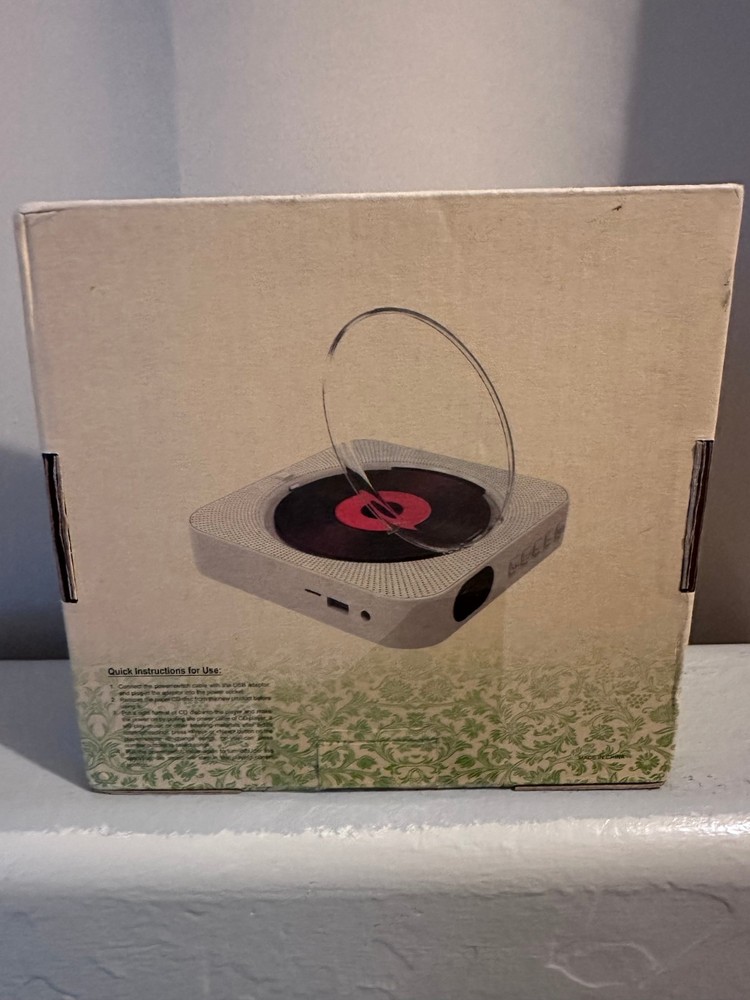 Portable CD Player with Wall Mount Bluetooth Remote Control Elegant Purple *New*