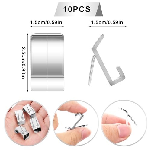 10pcs Cubicle Hooks, Metal Push Pin Hooks Fabric Panel Wall Hooks Silver