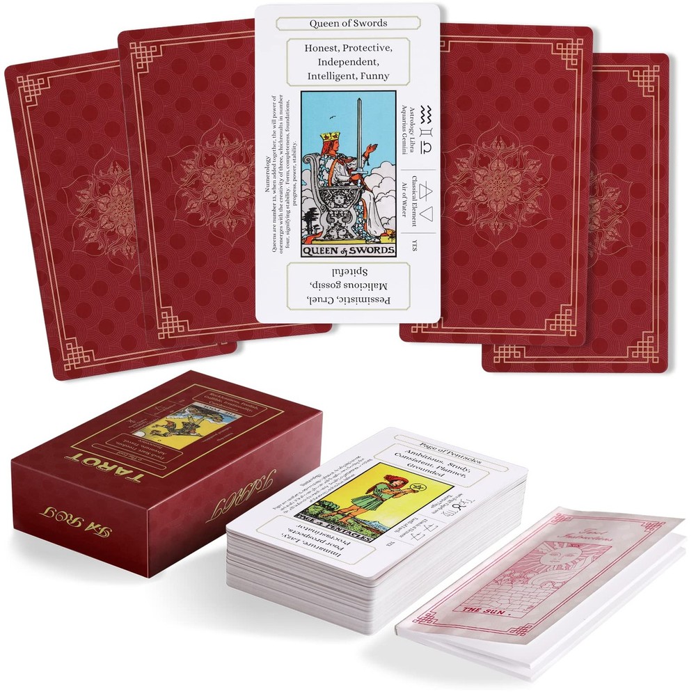 Erbacan Beginner Tarot Cards Deck with Meanings on Medium,