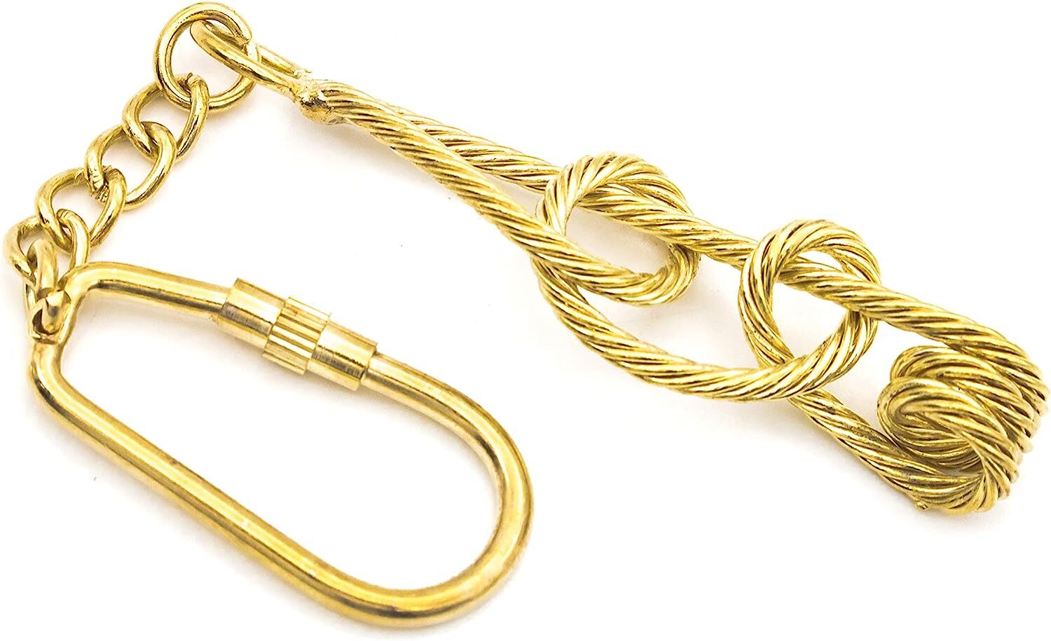 Knotted Key Chain Nautical Solid Brass Carabiner Split Ring Pirate Maritime Gift