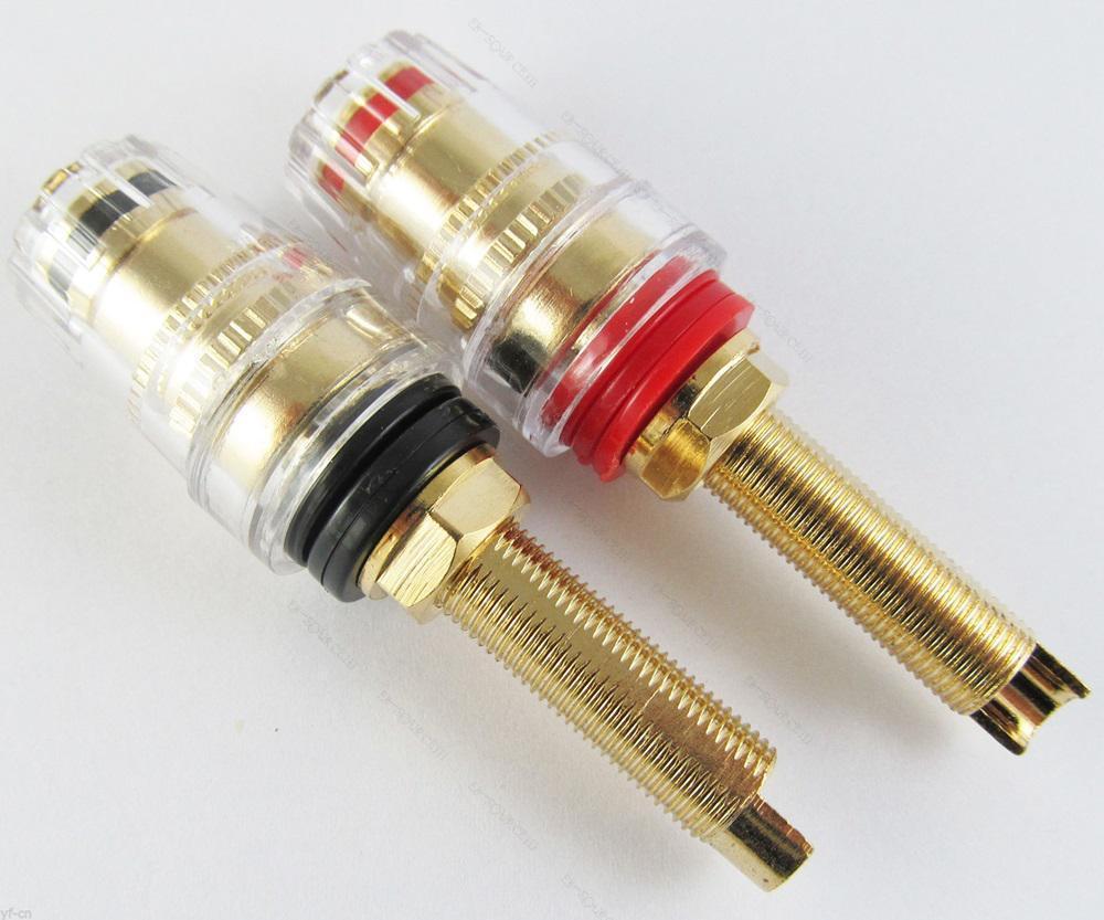 2 Pcs Audio Speaker Binding Post Long Thread Terminal Banana Plug Gold Plated