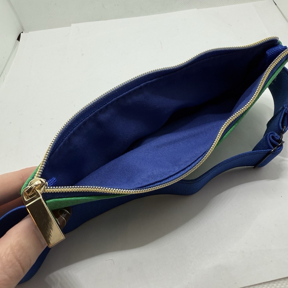 Design Works Vegan Leather Elastic Strap Notebook Pen Pouch EUC Green Navy