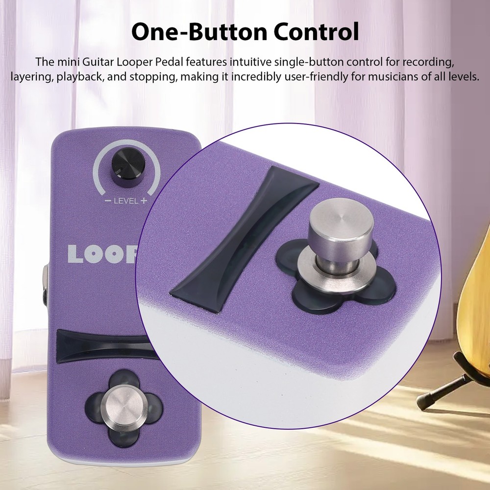 Mini Guitar Looper Pedal Single Switch Control 12-Minute Recording Smart Memory
