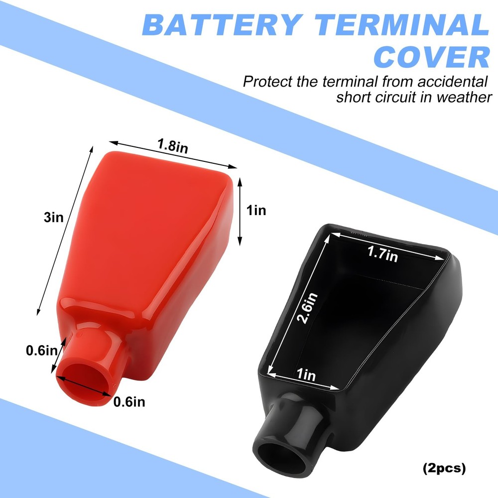 Wevdn 2 PCS Battery Terminal Covers, Positive Negative Top Post 2