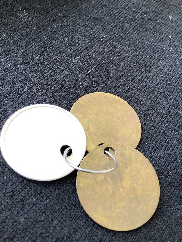 2 vintage mining check tags brass ?