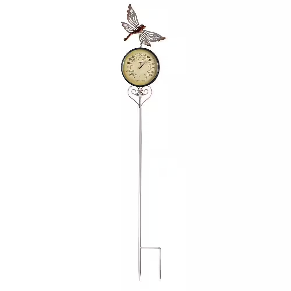 Dragonfly Outdoor Thermometer Garden Stake and Backyard Decor