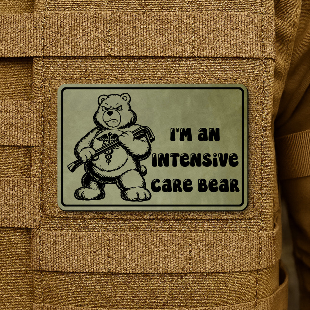 Intensive Care Bear Funny Morale Patch - 2"x3" Hook & Loop Plate Carrier Patch
