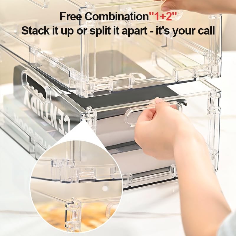 2-Pack Foldable Plastic Baskets, Stackable 2 pack (Small: 8.07"x 6.1" x 3.74")