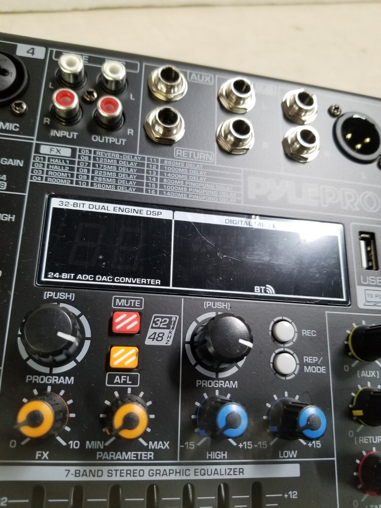 Pyle PMXU46BT 4 Ch. Studio DJ Controller Audio Mixer w/ Equalizer