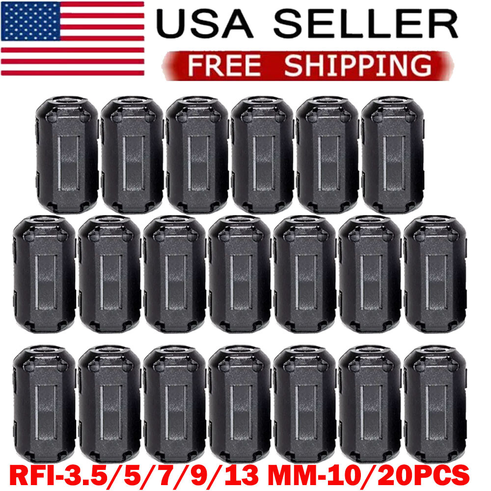 10/20PCS Ring Core Ferrite Bead Clamp Choke Coil EMI RFI Noise Filter Clip Snap