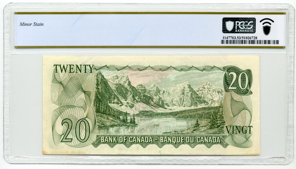 1969 $20 Canada SOLID SERIAL NUMBER EB 9999999 PCGS About UNC 53