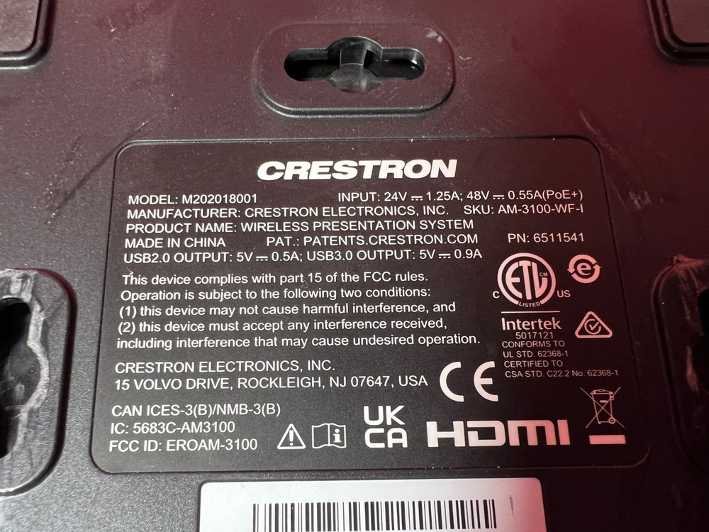 1 Pc CRESTRON M202018001 WIRELESS PRESENTATION STSYEM
