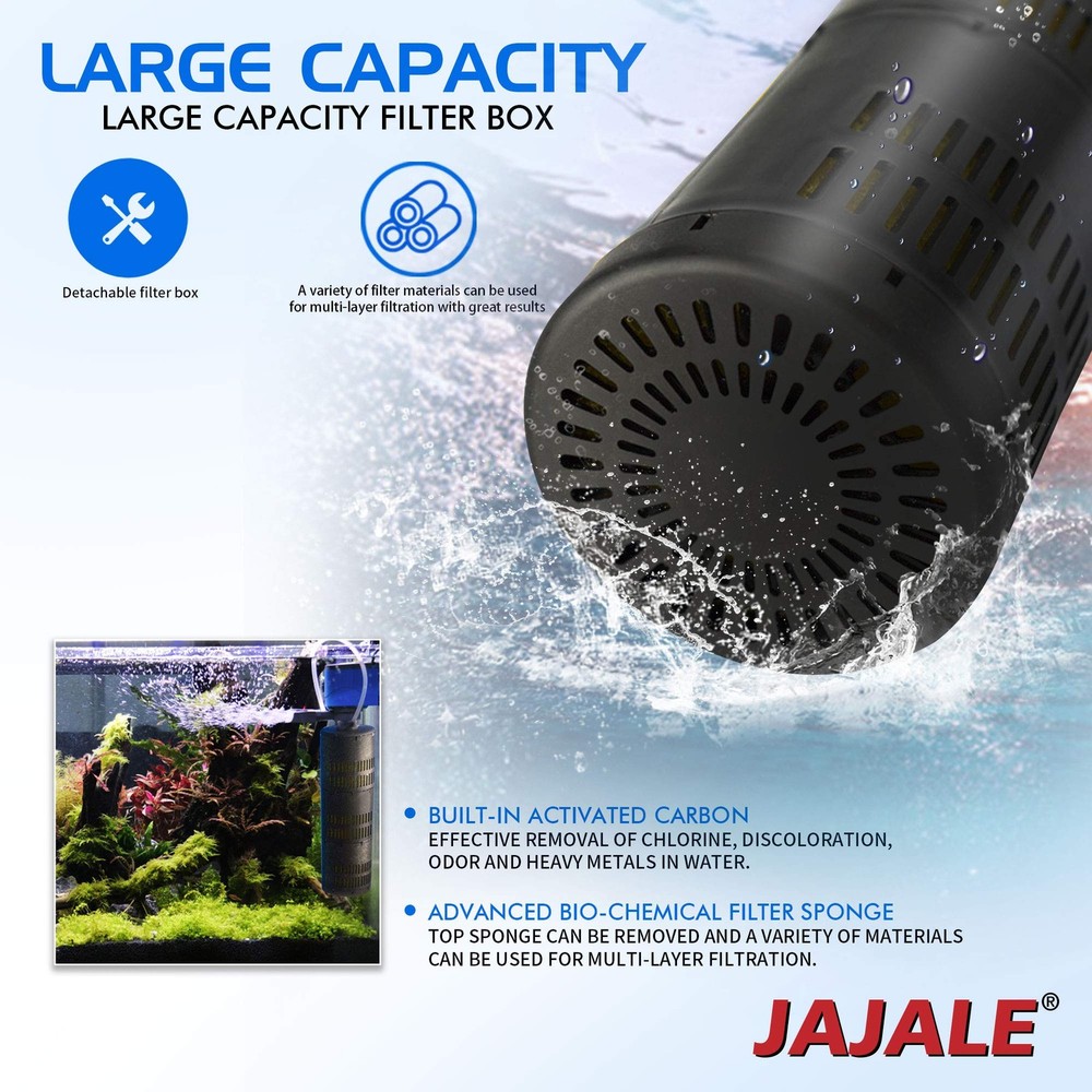 JAJALE 320 GPH Internal Filter 320 Filter, Blue; 1 Pack