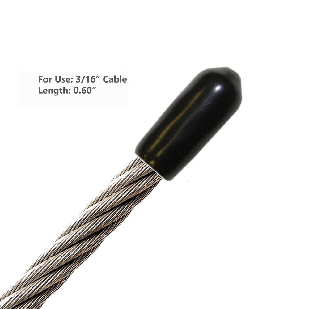 Plastic Push-on End Cap For 3/16" Cable Wire Rope End Cap Cover Protector 100Pcs