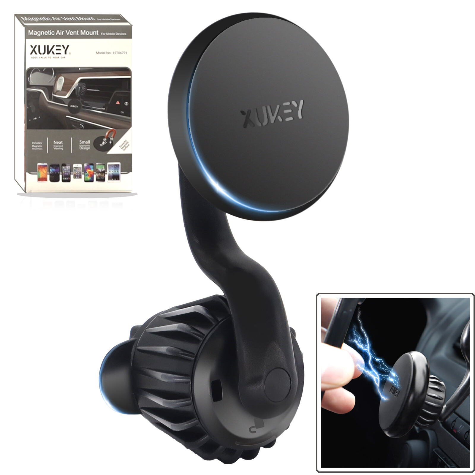 Universal Magnetic 360° Rotation Air Vent Car Mount Dashboard Phone Holder Truck