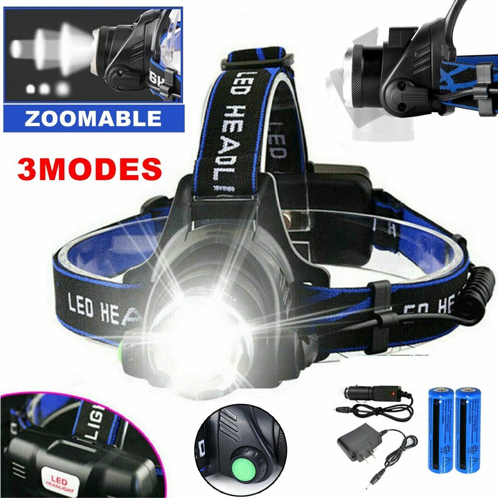 Super Bright LED Headlamp Camping Head Torch Rechargeable Adjustable Headlamp
