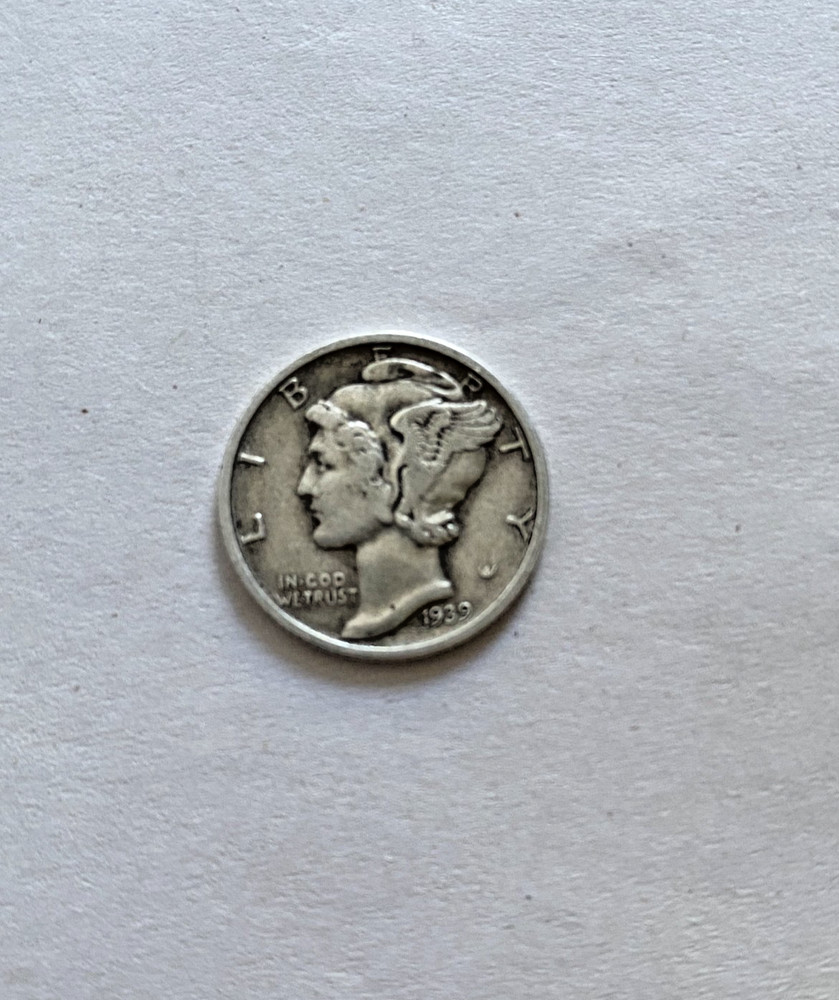 1939-D Mercury Dime Error – Misplaced Mint Mark, 90% Silver, Rare