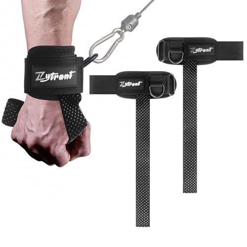 Weight Lifting Straps with Cuffed D Ring,Heavy Duty Thyick Comfortable Black