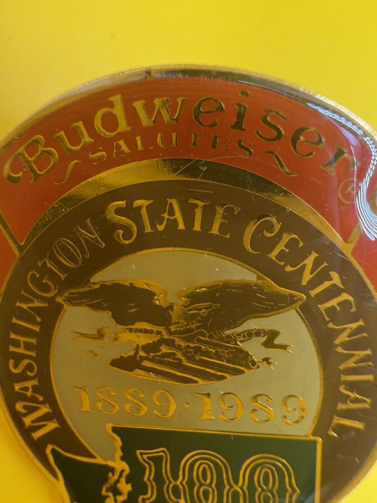 Vintage Budweiser Beer 100 Years Washington State Centennial Pin