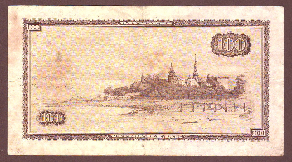 DENMARK 100 Kroner 1965 Prefix A8