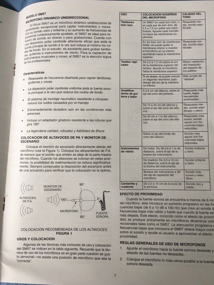 Shure SM57 User Guide, Vintage 1997