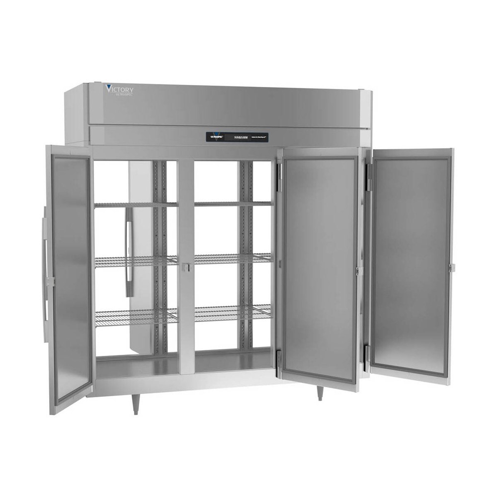 Victory RSA-3D-S1-PT-HC 78" Three Section Pass-Thru Refrigerator w/ 6 Solid S...