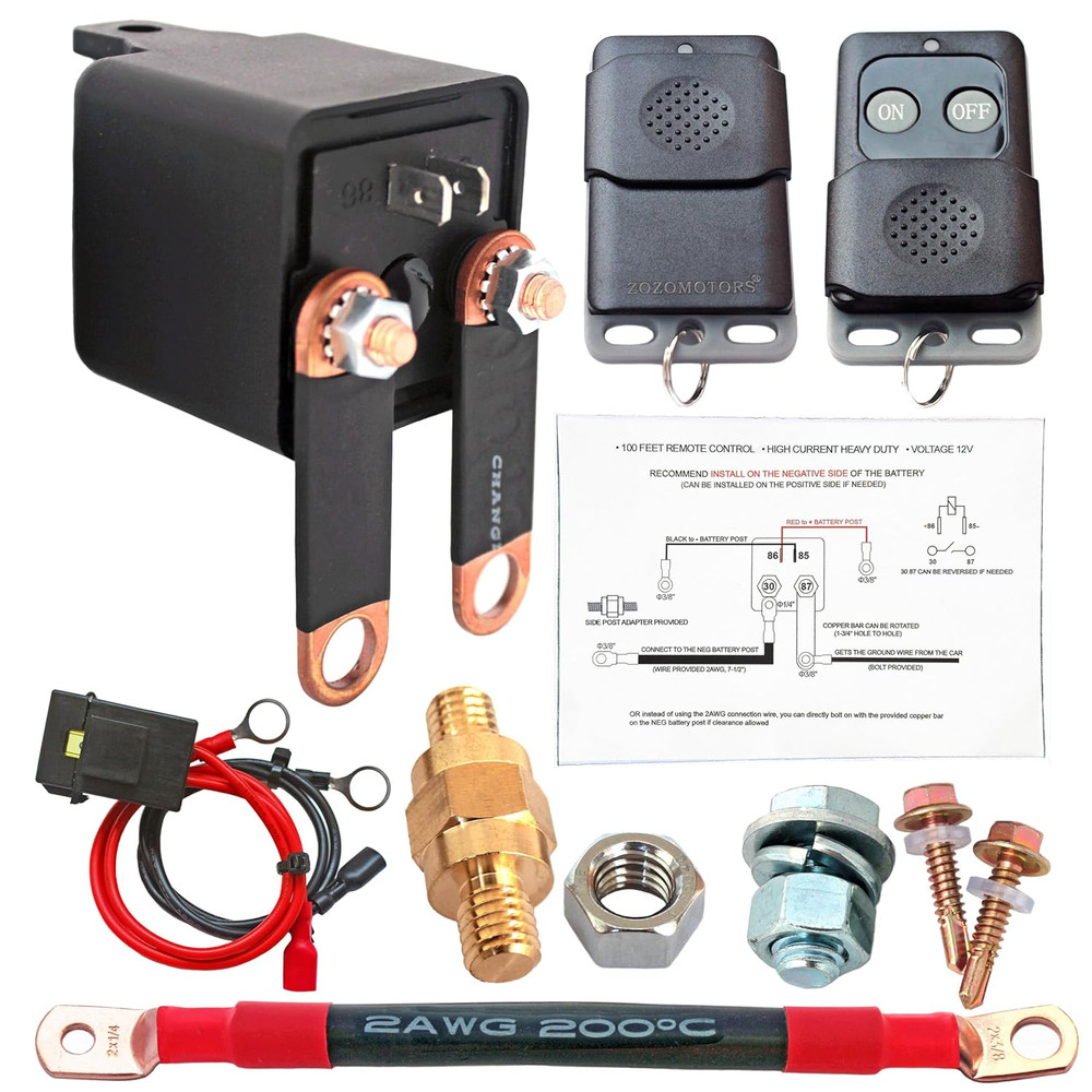 3/8" Side Post Remote Battery Disconnect Switch 12V Battery Kill Switch for Car