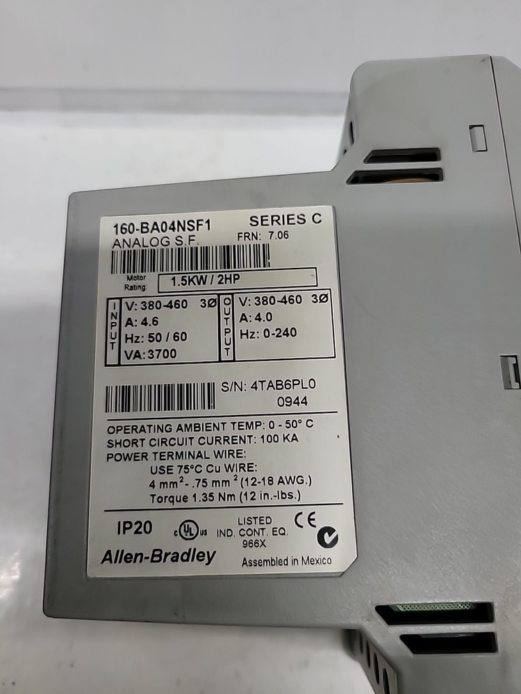 Allen Bradley 160-BA04NSF1 Ser C VFD Smart Speed Controller