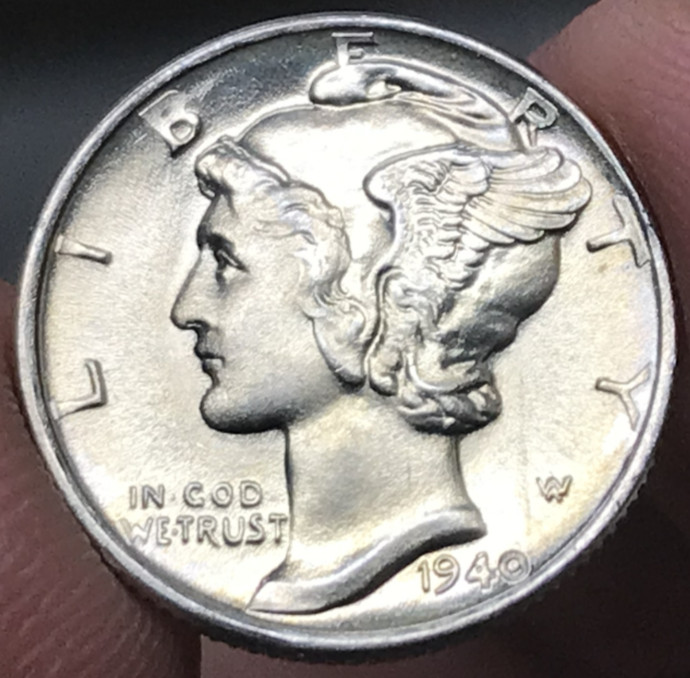 1940 10C Silver Mercury Dime Uncirculated