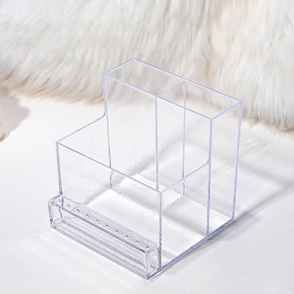 10 Holes Mini Nail Drill Machine & Bits Storage Box Transparent Nail Drill