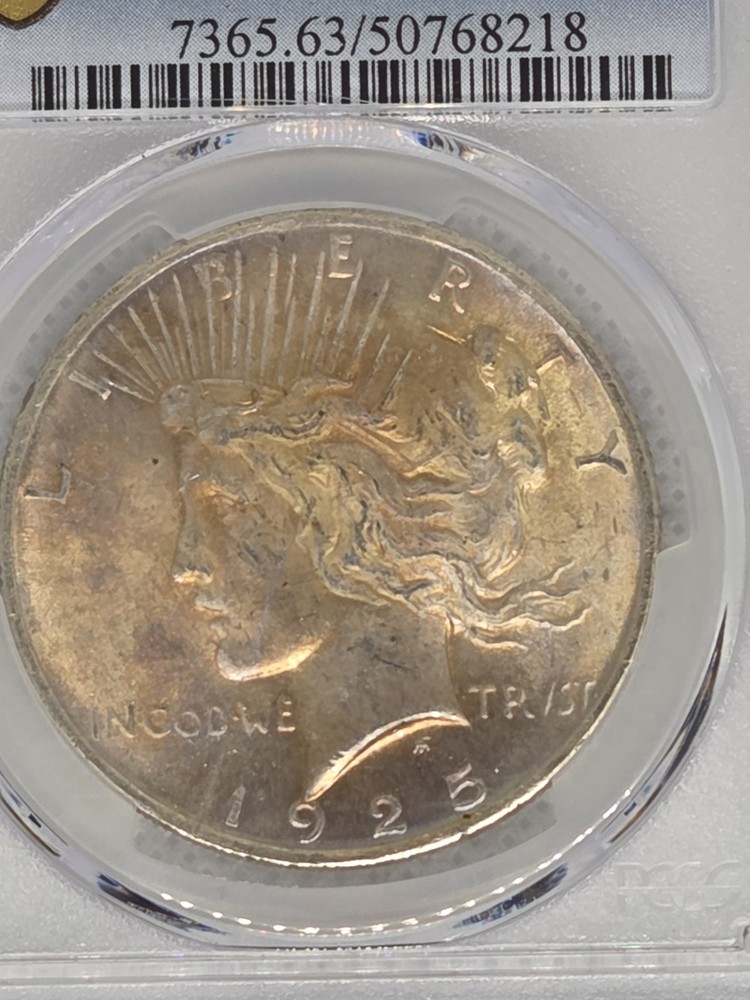1925 $1 Peace Dollar PCGS MS63 Toned